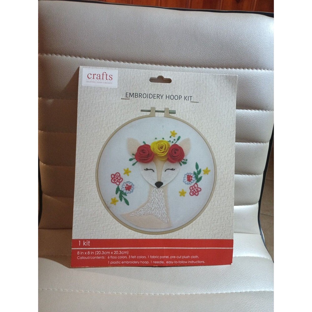Embroidery Hoop Kit Sweet Deer With Flowers Complete Unopened